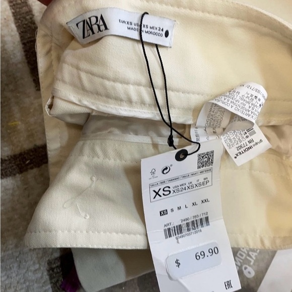 Zara Cream Pleated Trousers High Waist XS - Picture 10 of 14